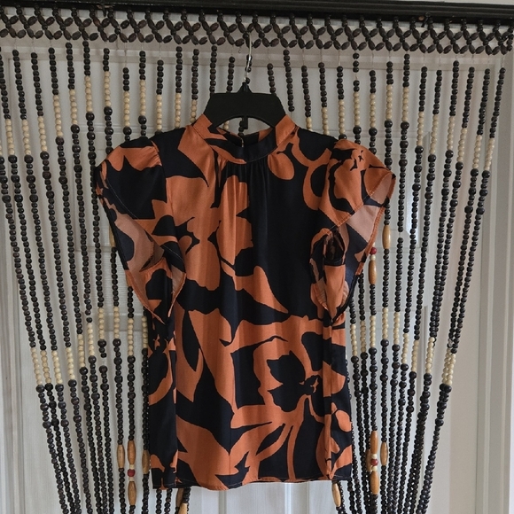Nine West Tops - Nine West Black and Orange Floral Blouse